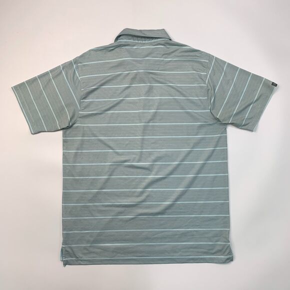 Matte Grey Polo Shirt Mens L Large Striped Stretch Side Seam Slit Short Sleeve - Picture 6 of 11